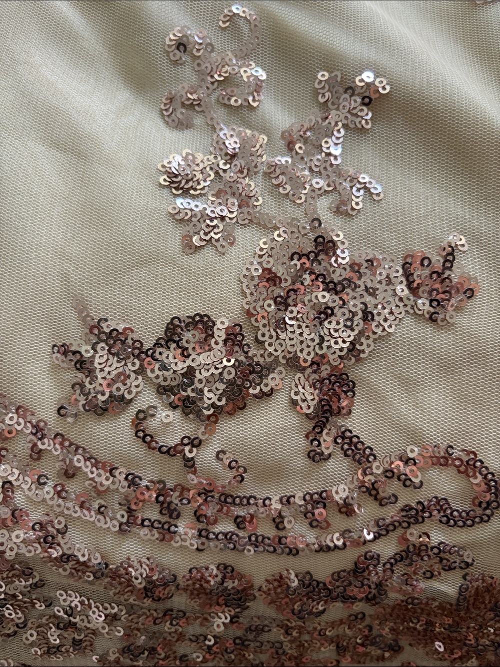 Main Strip Beige Romper with Rose Gold Sequin Floral Accents - Picture 4 of 4